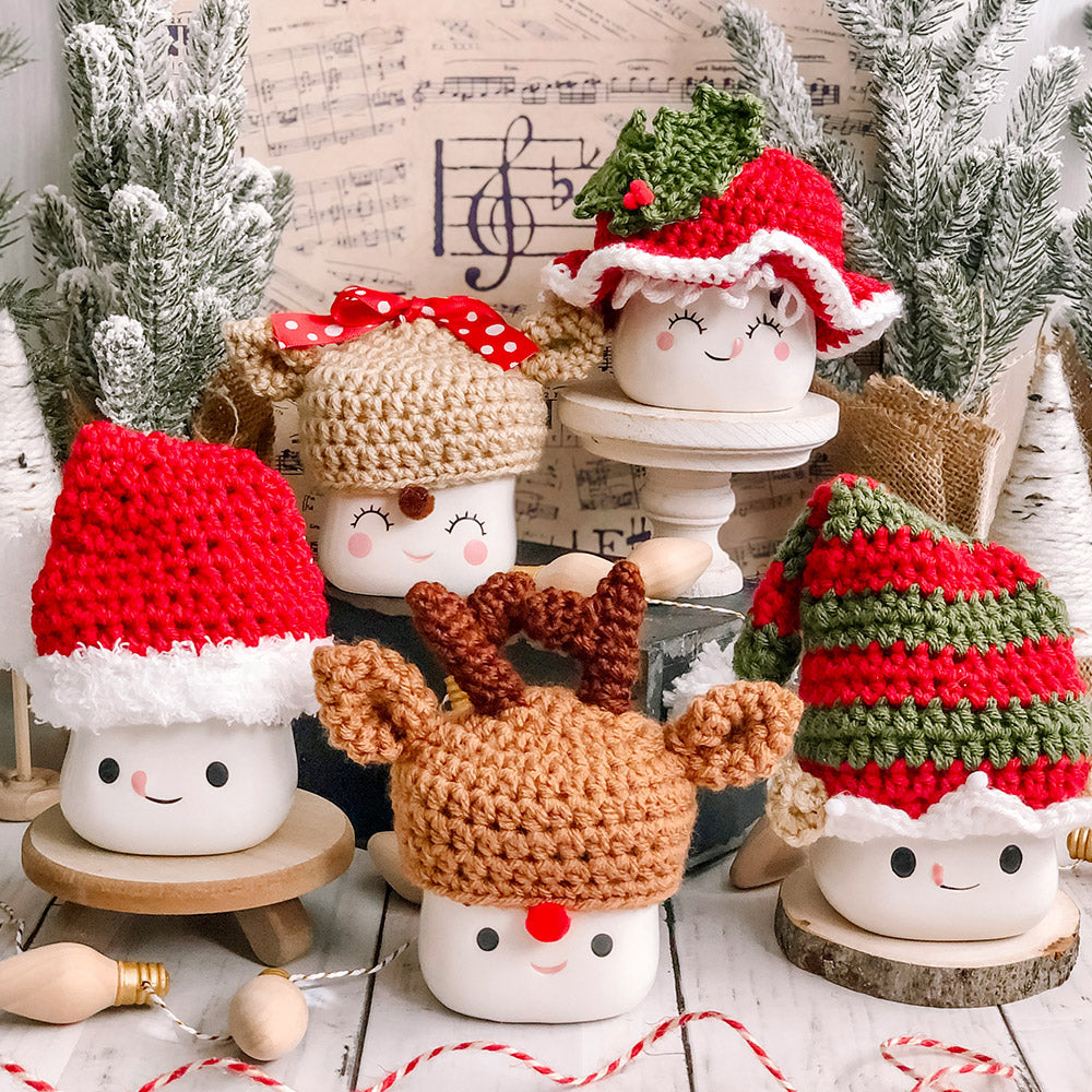 Christmas Crochet Marshmallow Mug Hat - 1 Hat