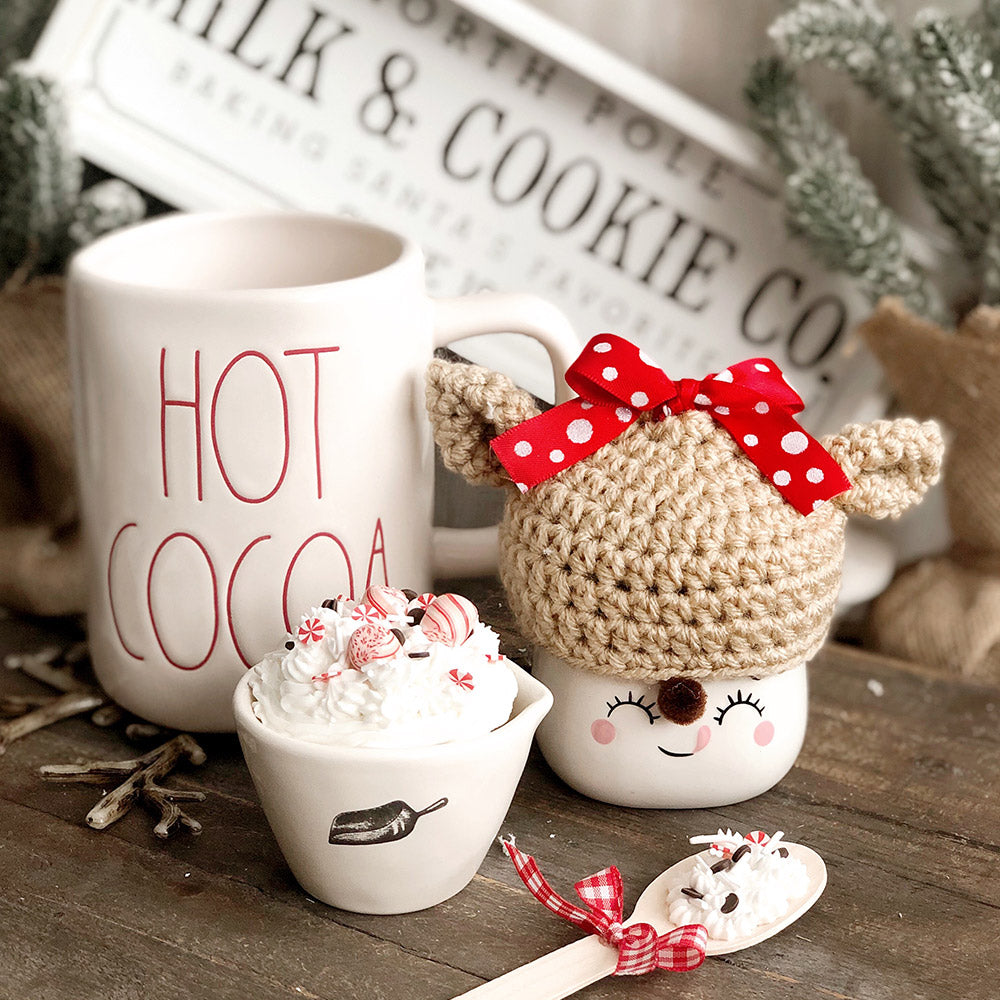 Christmas Crochet Marshmallow Mug Hat - 1 Hat