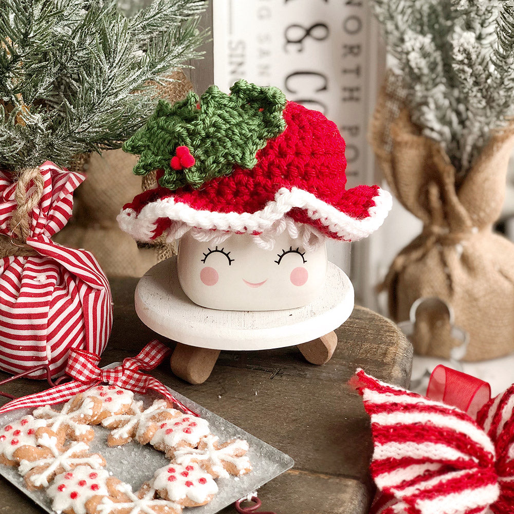 Christmas Crochet Marshmallow Mug Hat - 1 Hat