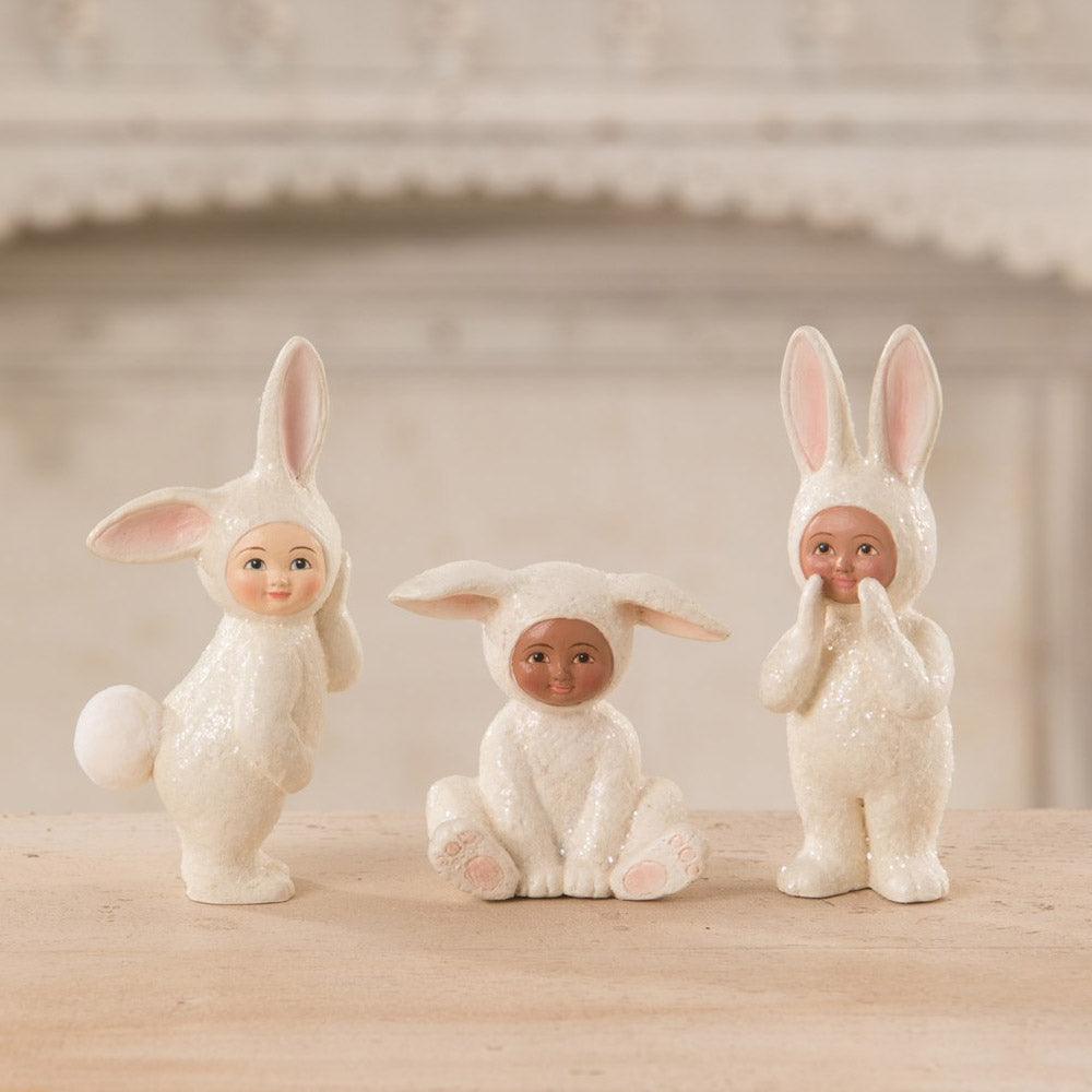 Chatty Sparkle Bunny Easter Figurine by Bethany Lowe Designs set
