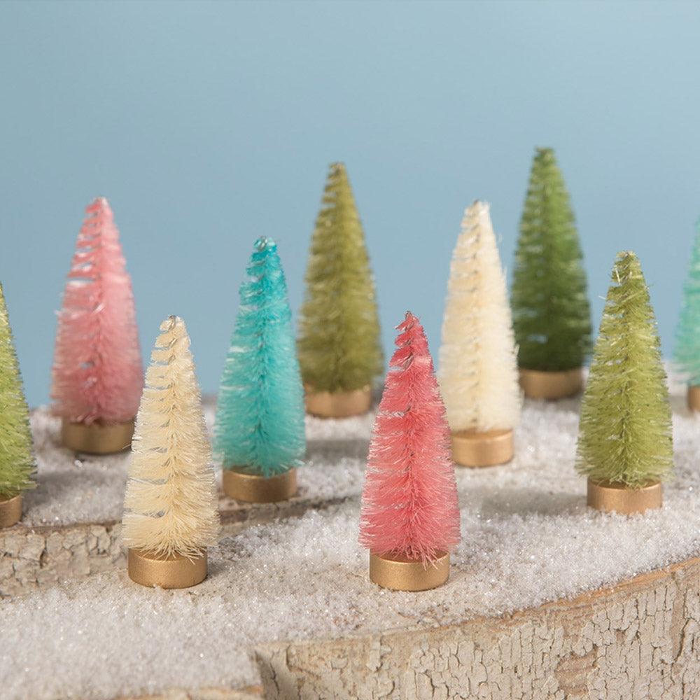 Pastel Bottle Brush Trees in Box - Set of 10
