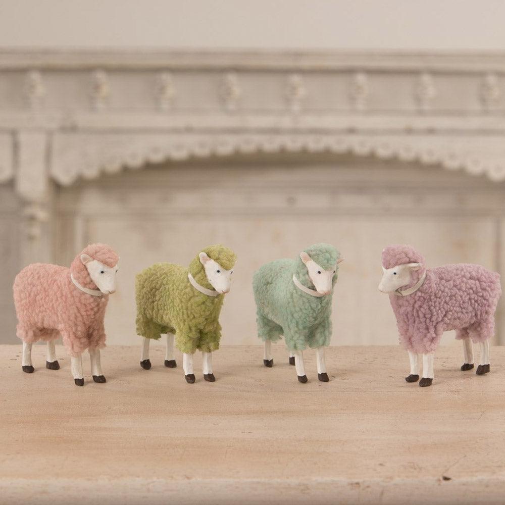 Pastel Green Sheep Easter Figurine by Bethany Lowe Designs set