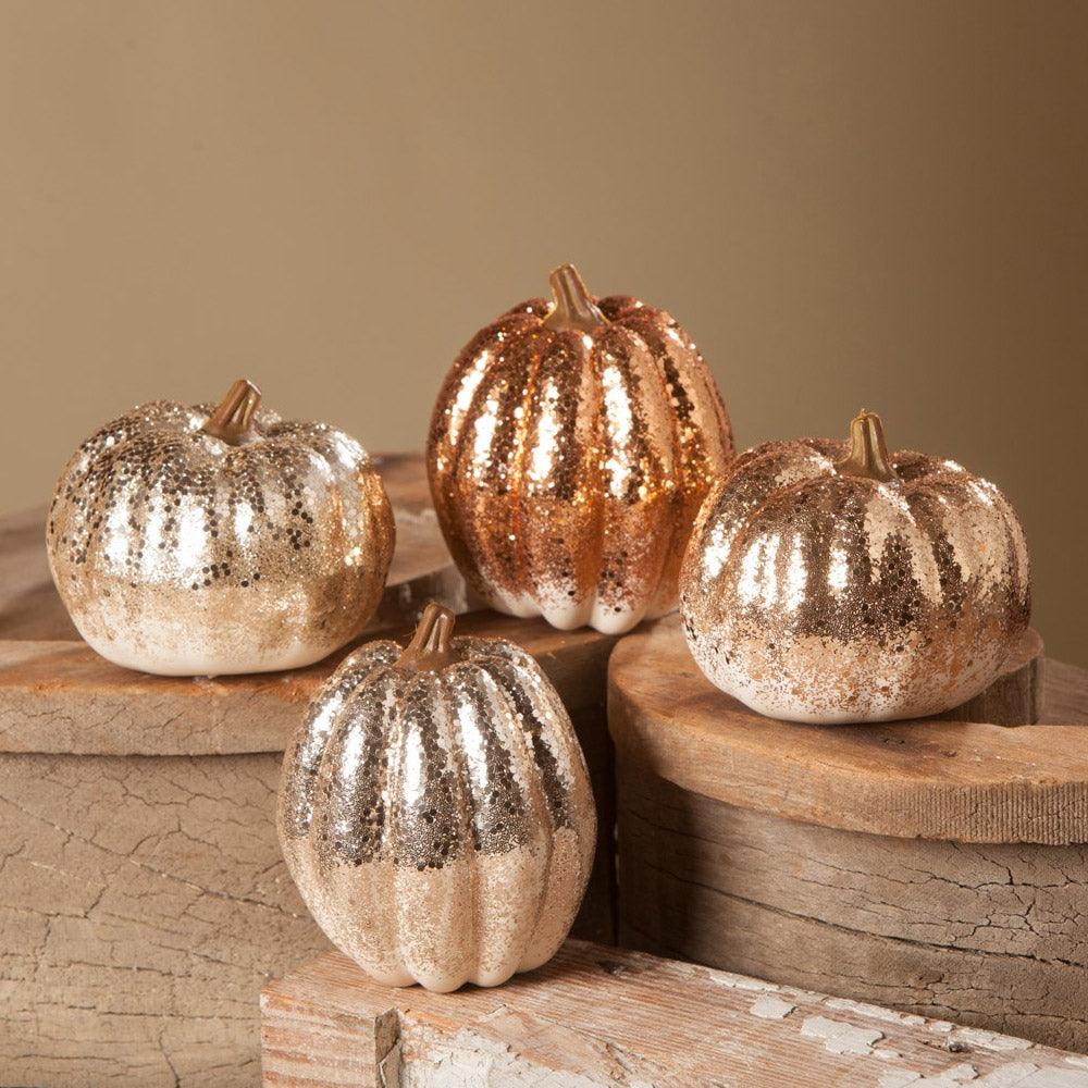 Elegant Glitter Pumpkin - Set of 4