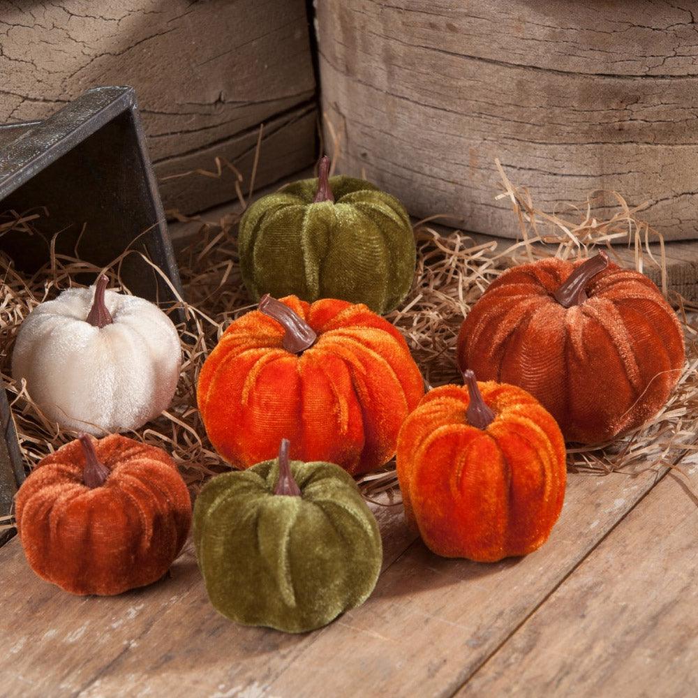 Velveteen Pumpkin In Bag - Set of 7