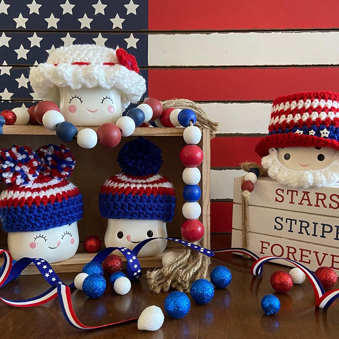 4th of July Crochet Marshmallow Mug Hat - 1 Hat