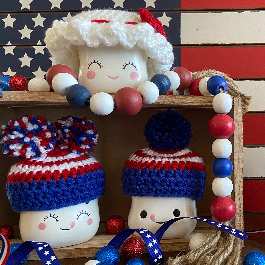 4th of July Crochet Marshmallow Mug Hat - 1 Hat