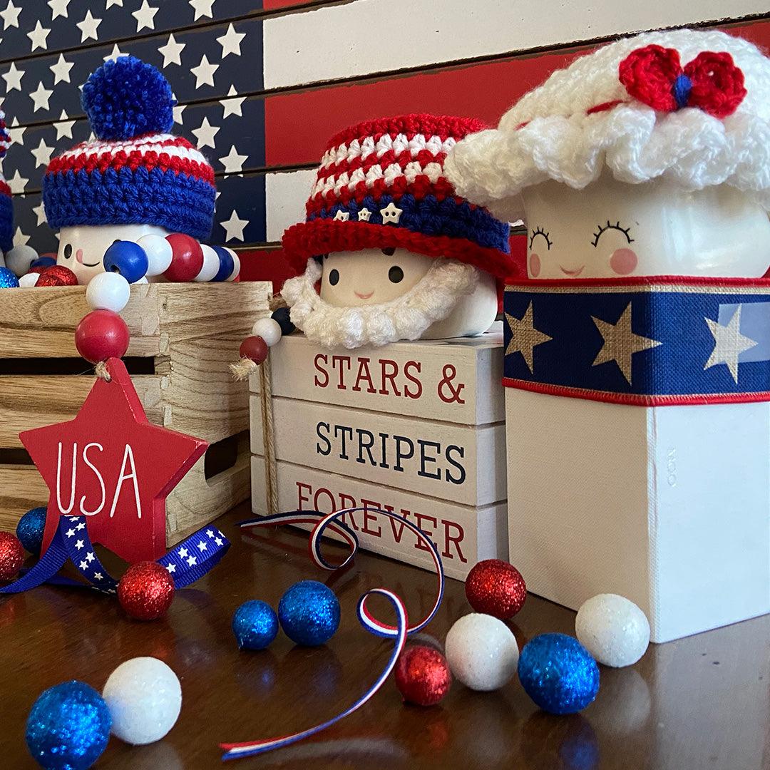 4th of July Crochet Marshmallow Mug Hat - 1 Hat