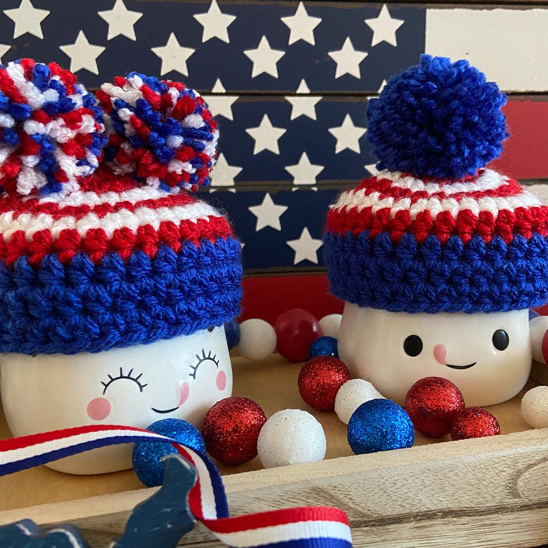 4th of July Crochet Marshmallow Mug Hat - 1 Hat