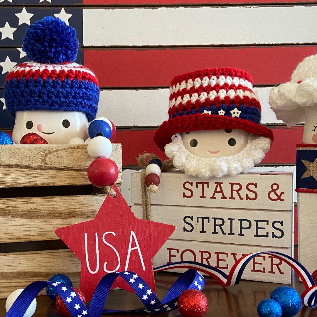 4th of July Crochet Marshmallow Mug Hat - 1 Hat