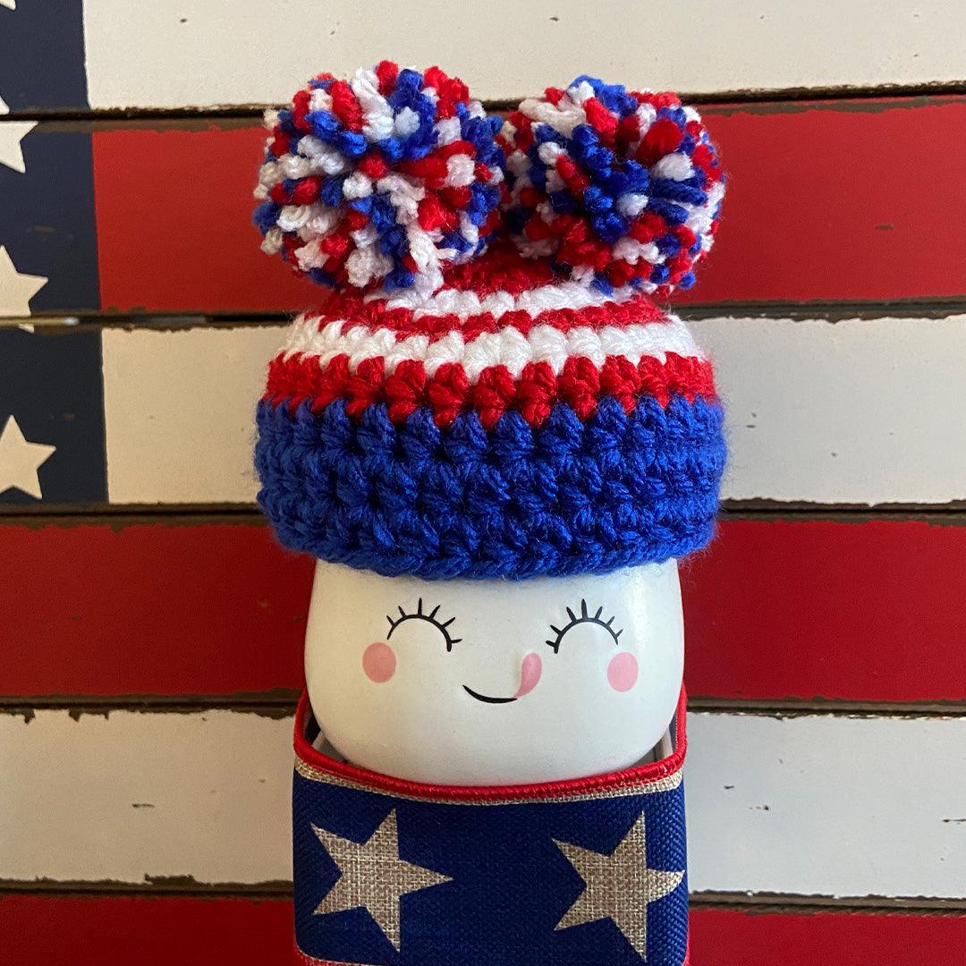 4th of July Crochet Marshmallow Mug Hat - 1 Hat
