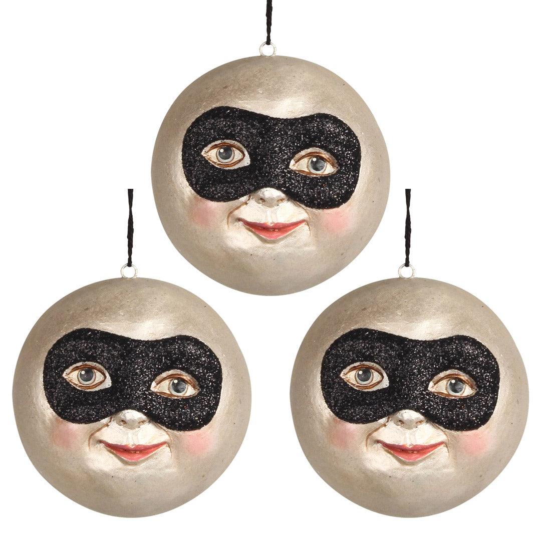 Masked Moon Ornament - Set of 3