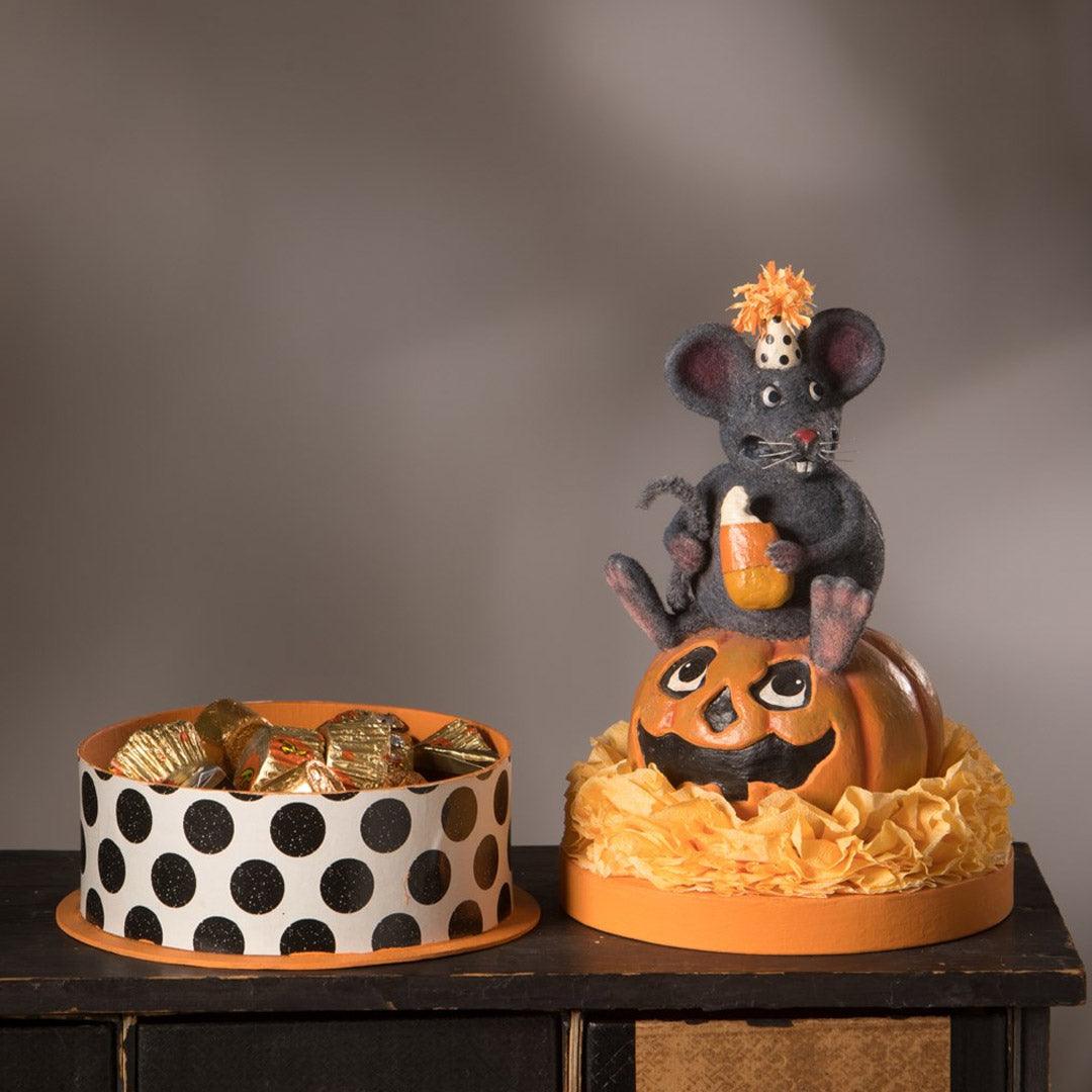 Scaredy Mouse on Box for Halloween