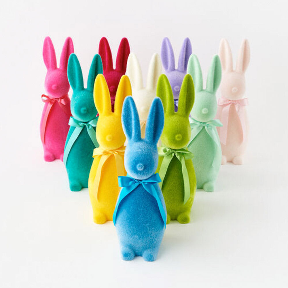Flocked Button Nose Bunny Medium 16" set by One Hundred 80 Degrees