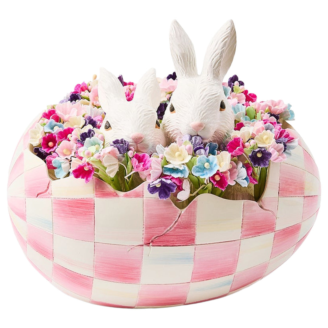 Cuddle Decor MacKenzie Childs Bubblegum Check Peekaboo Egg front