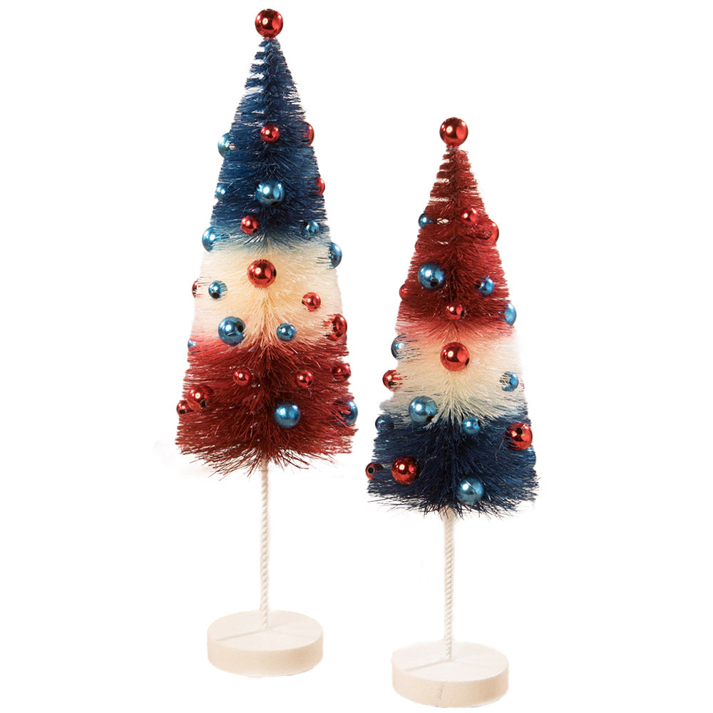 Americana Rocket Bottle Brush Tree - Set of 2