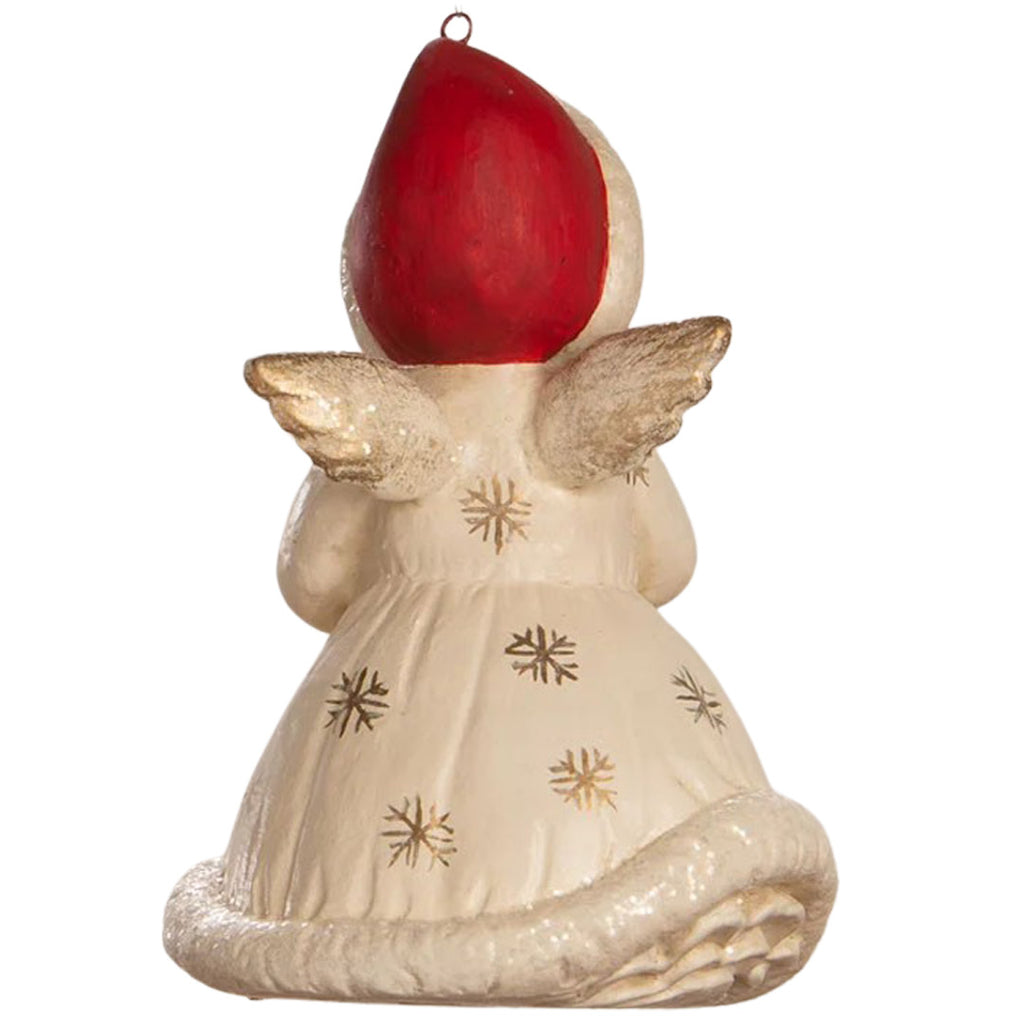 Bethany Lowe Angel Holding Candle Ornament back white