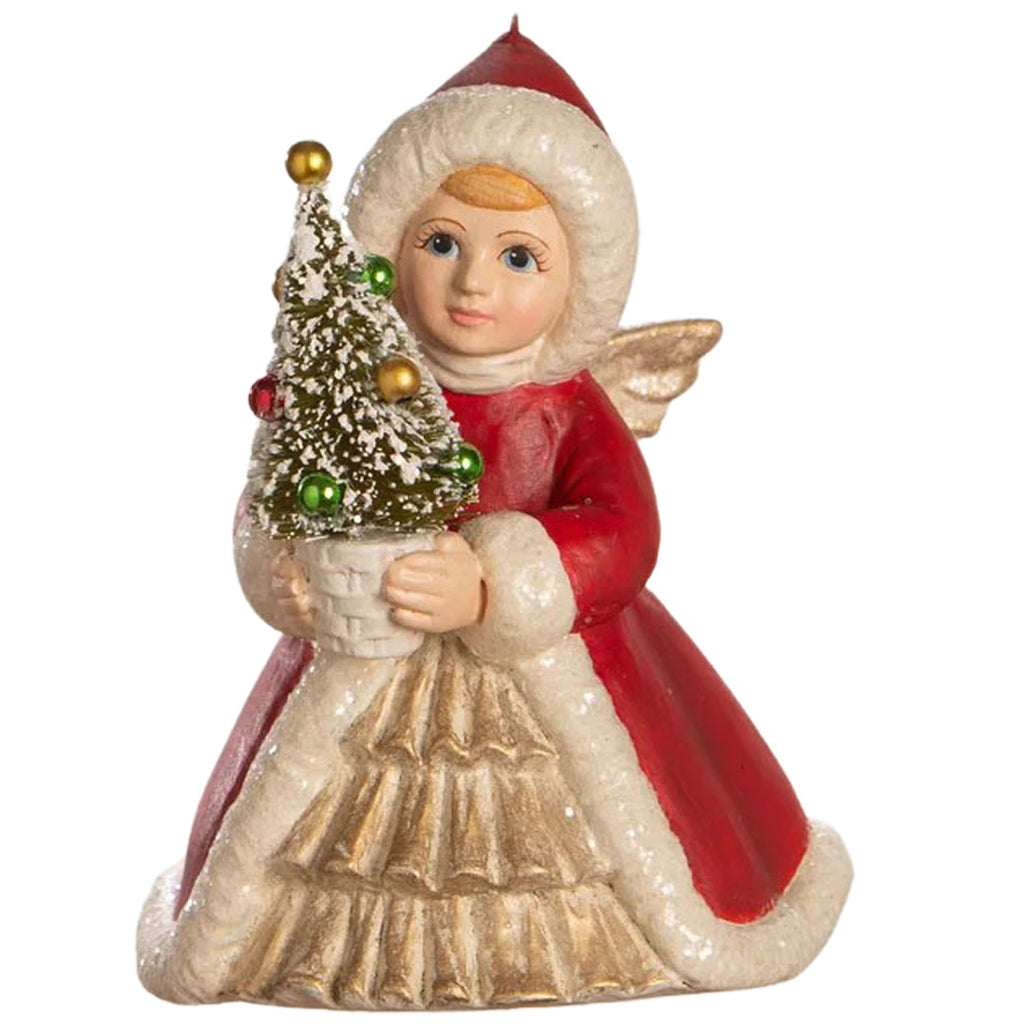 Bethany Lowe Angel Holding Tree Ornament white front
