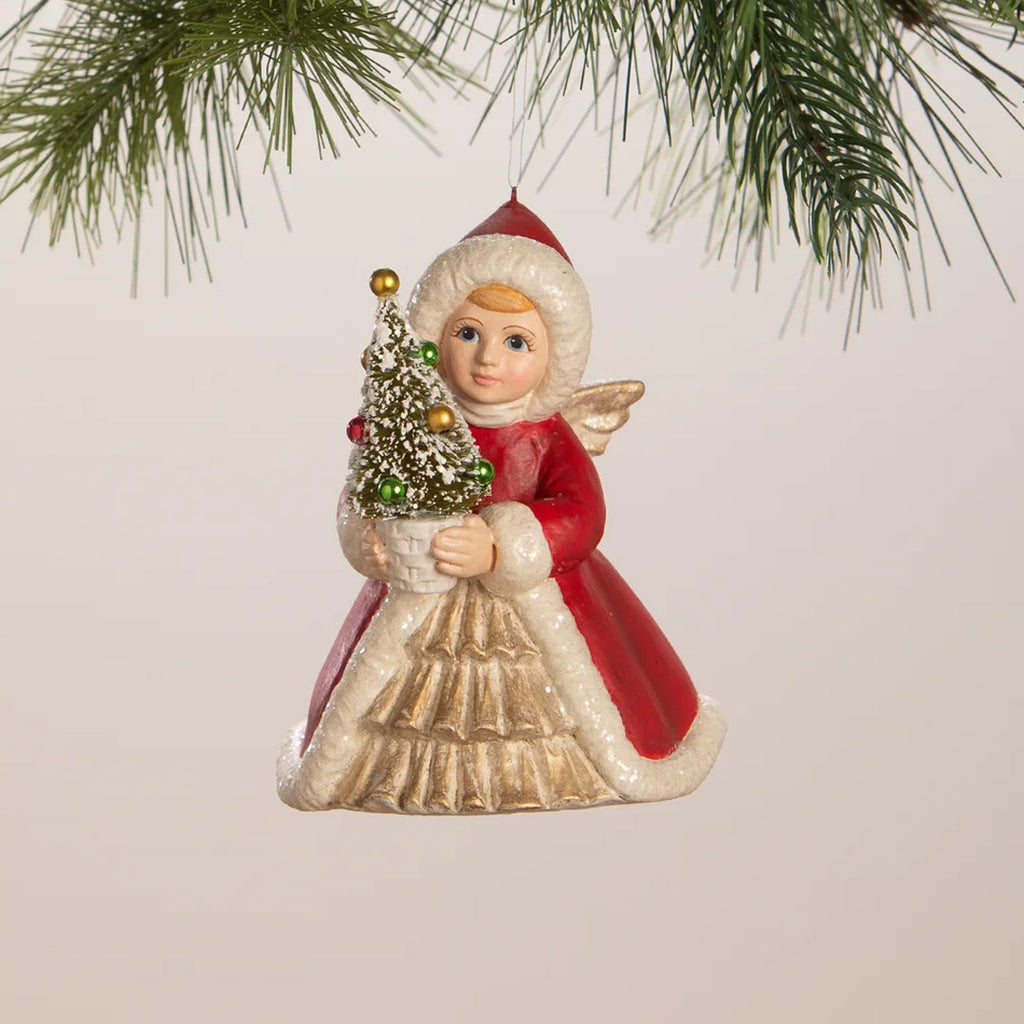 Bethany Lowe Angel Holding Tree Ornament front