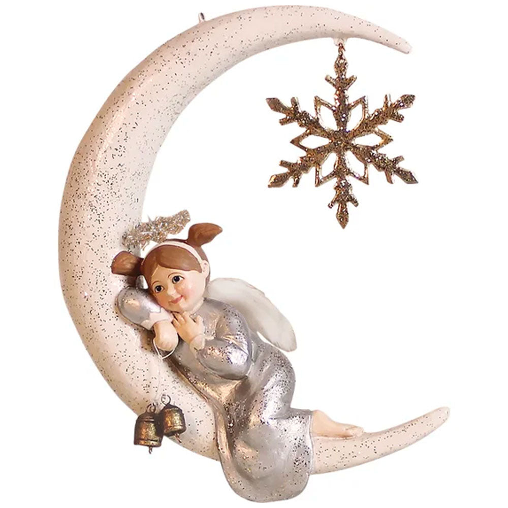 Anna Lee Angel Laying on Moon Ornament