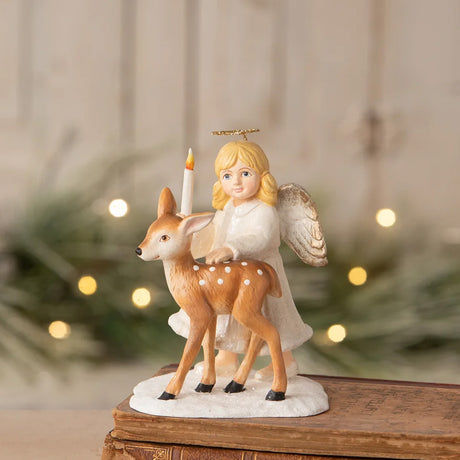 Cuddle Decor Bethany Lowe Ariel Angel with Deer front lifestyle