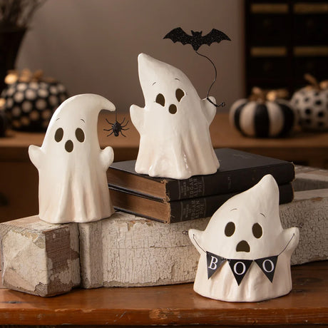 Bethany Lowe Luminary Boo with Spider lifestyle front set