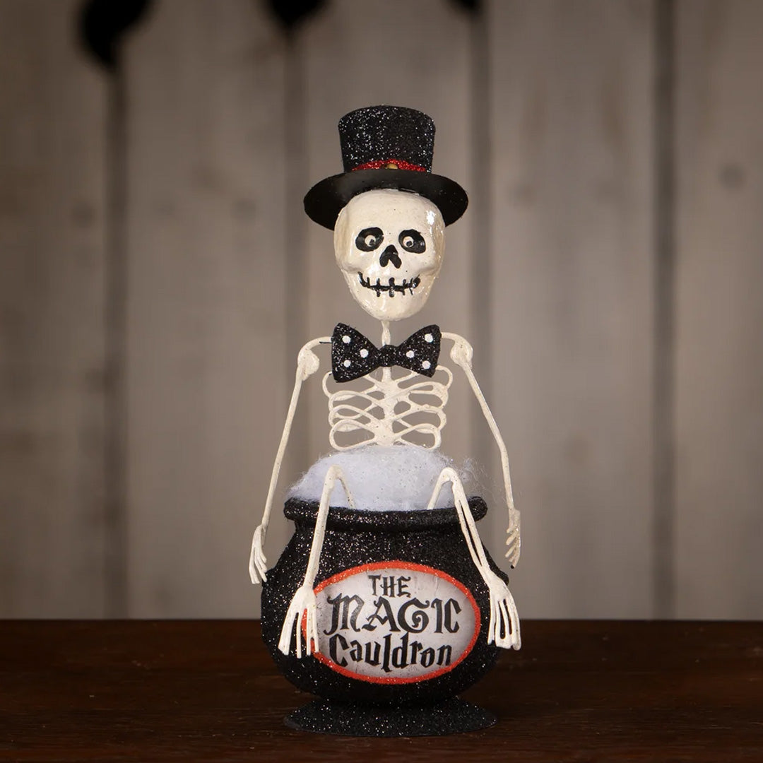 Bethany Lowe Magic Cauldron Skeleton front lifestyle