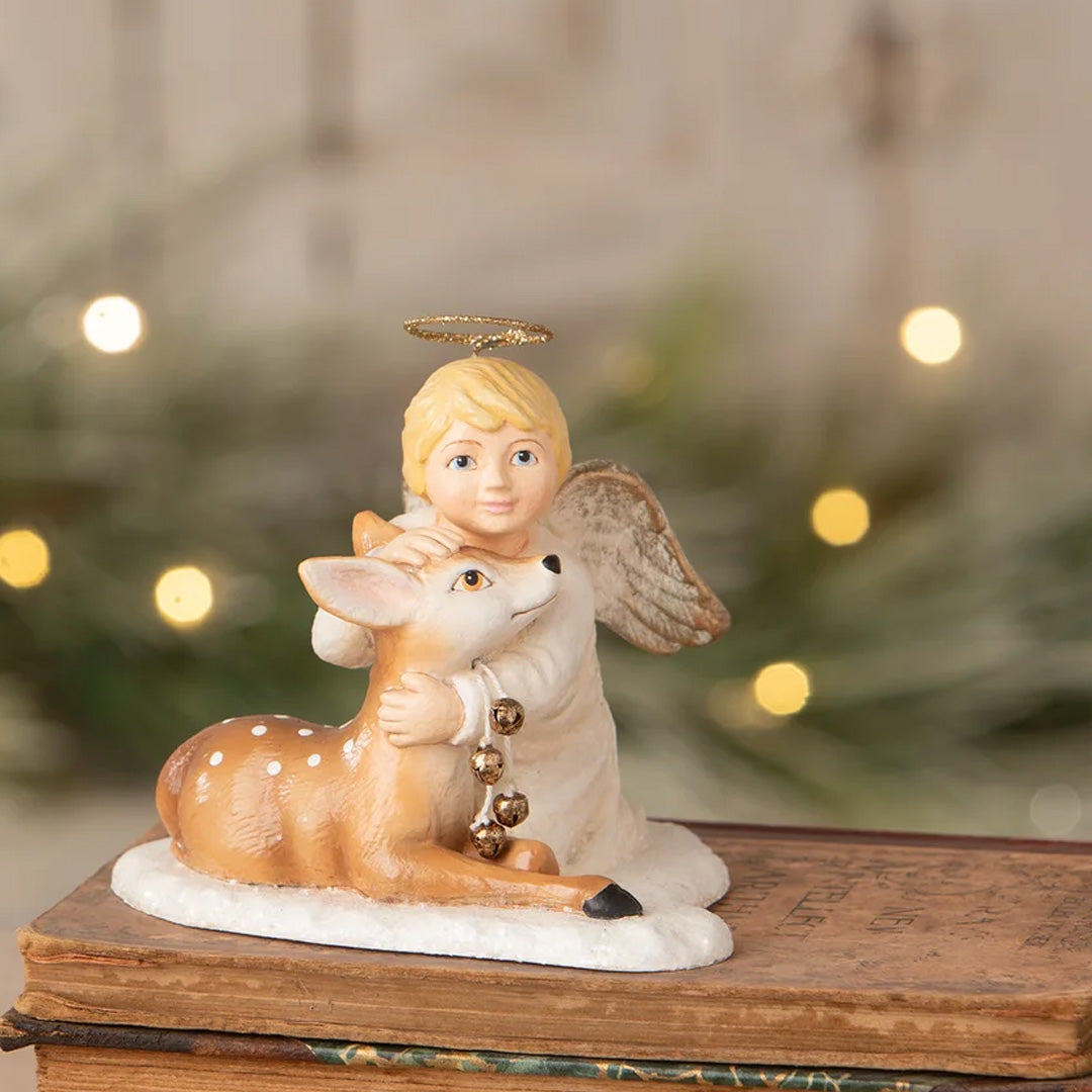 Cuddle Decor Bethany Lowe Michael Angel with Deer front lifestyle