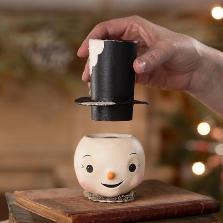 Cuddle Decor Bethany Lowe Mr. Snowman Container front lifestyle