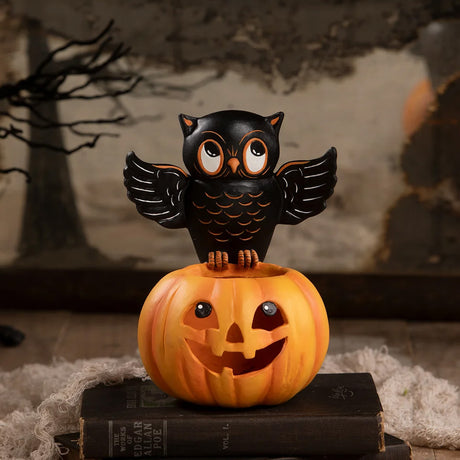 Bethan Lowe Owl on Jack O Lantern front lifestyle