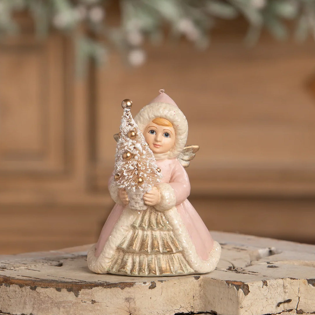 Bethany Lowe Pastel Angel Holding Tree Ornament front lifestyle