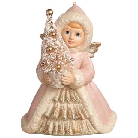 Bethany Lowe Pastel Angel Holding Tree Ornament front