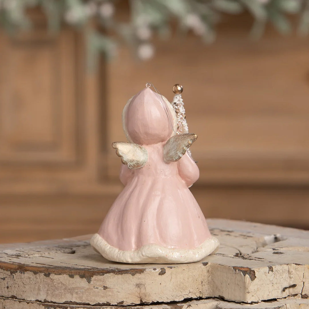 Bethany Lowe Pastel Angel Holding Tree Ornament back lifestyle