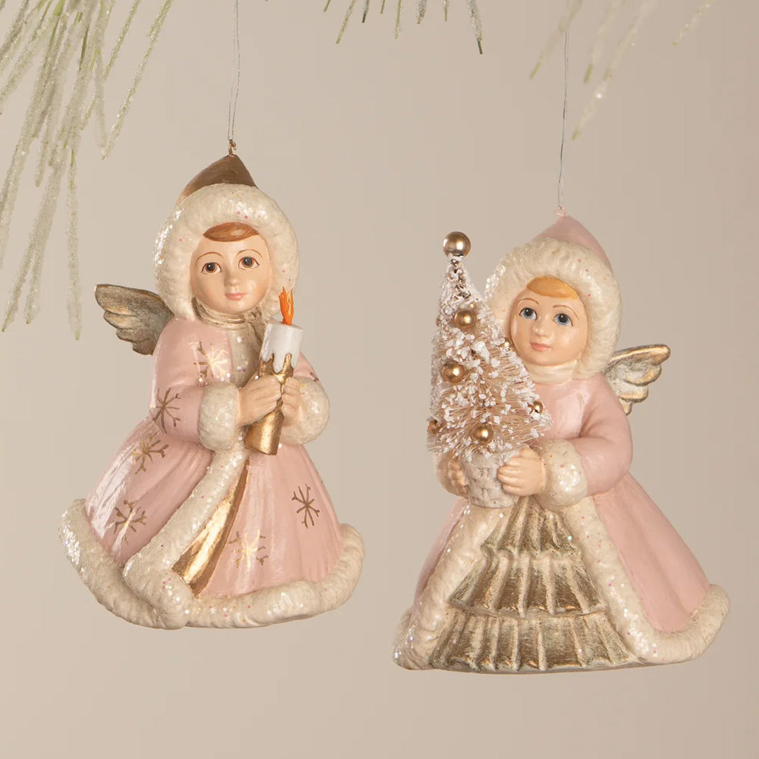 Bethany Lowe Pastel Angel Holding Tree Ornament set