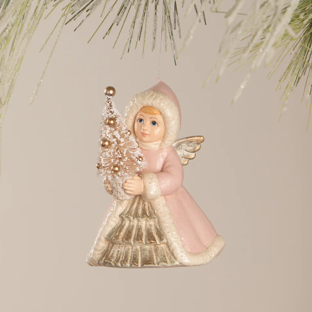 Bethany Lowe Pastel Angel Holding Tree Ornament front