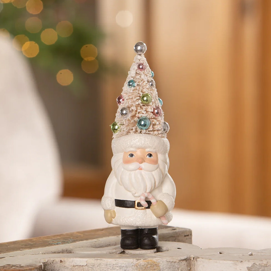 Cuddle Decor Bethany Lowe Pastel Tree Santa with Candy front lifestyle