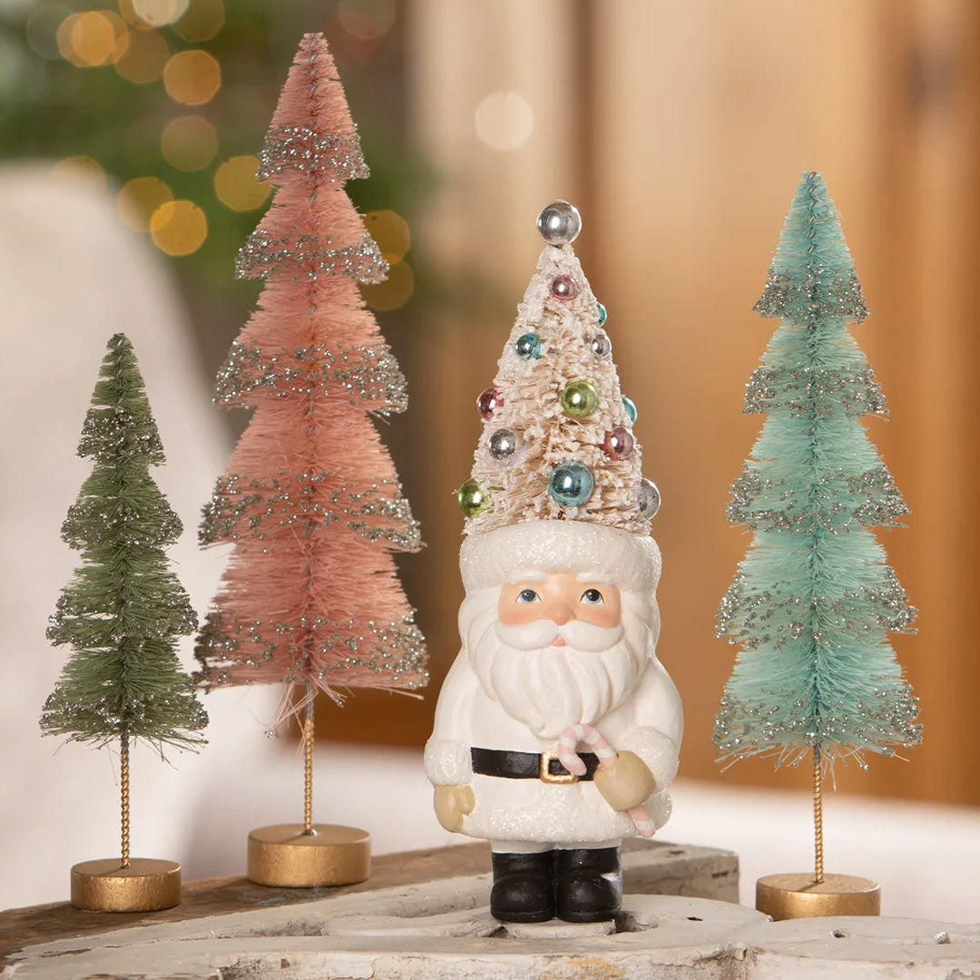 Cuddle Decor Bethany Lowe Pastel Tree Santa with Candy front lifestyle