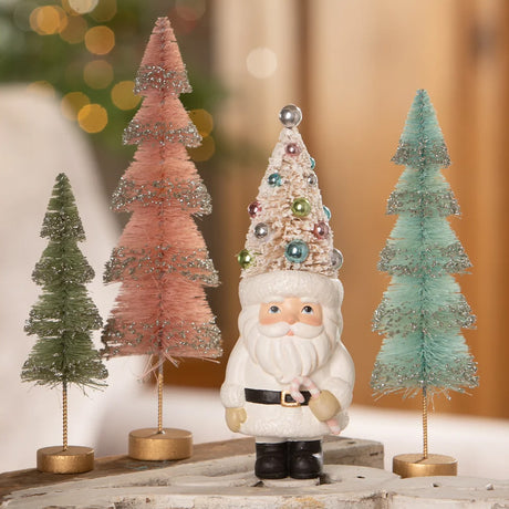 Cuddle Decor Bethany Lowe Pastel Tree Santa with Candy front lifestyle