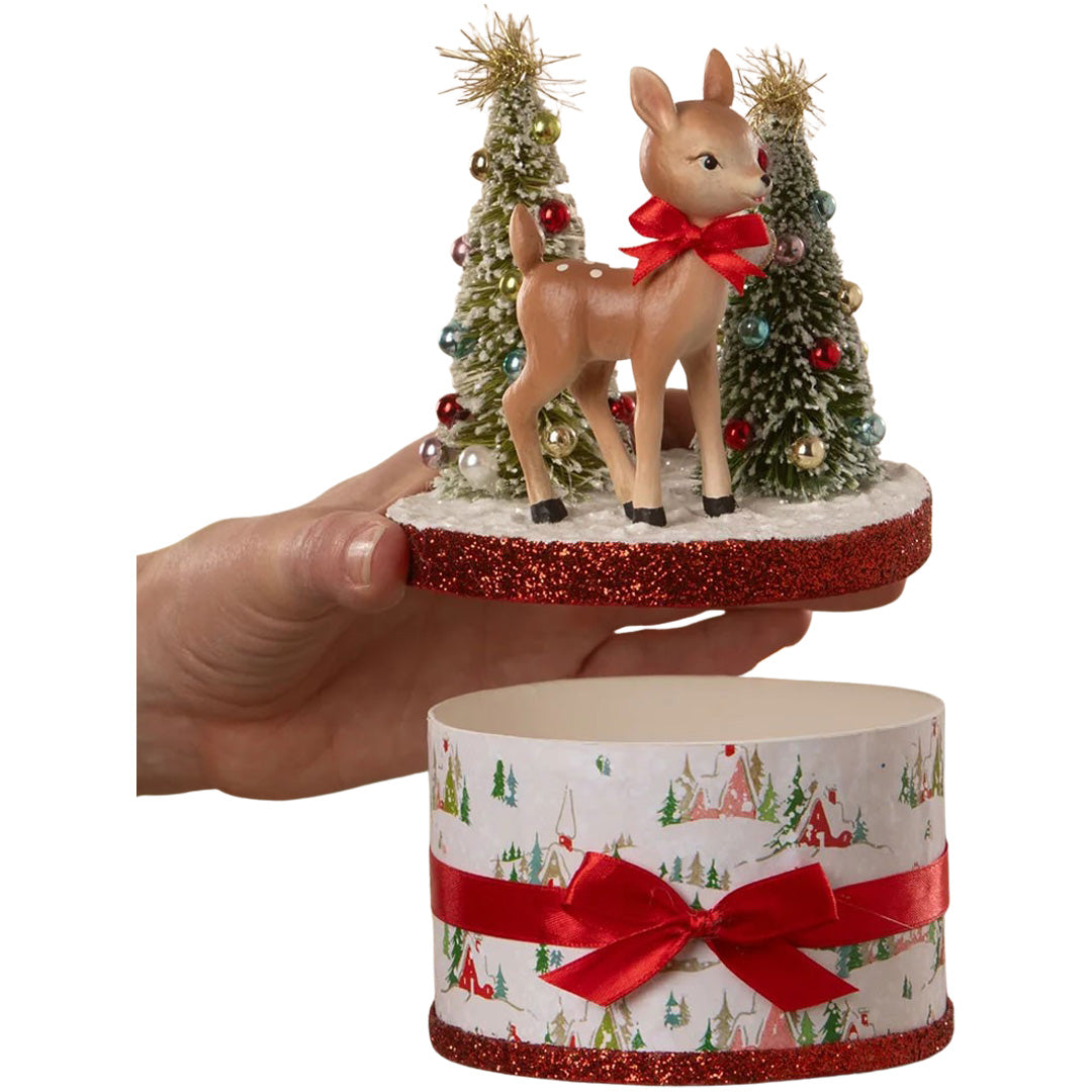 Retro Ruby Reindeer on Box