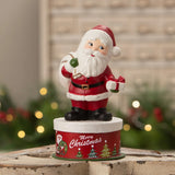 Cuddle Decor Bethany Lowe Retro Santa on Box 7.5" front lifestyle