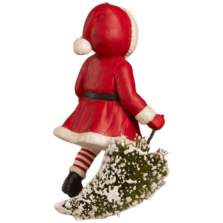 Bethany Lowe Santa Girl Pulling Tree back