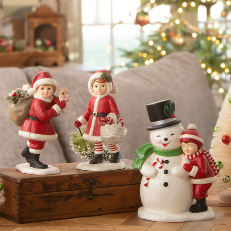 Bethany Lowe Santa Girl Pulling Tree set