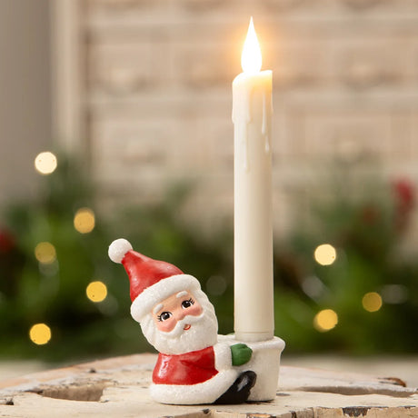 Cuddle Decor Bethany Lowe Santa Taper Candle Holder front lifestyle