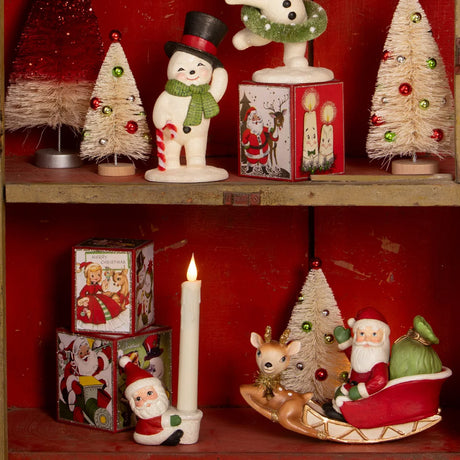 Cuddle Decor Bethany Lowe Santa Taper Candle Holder set lifestyle