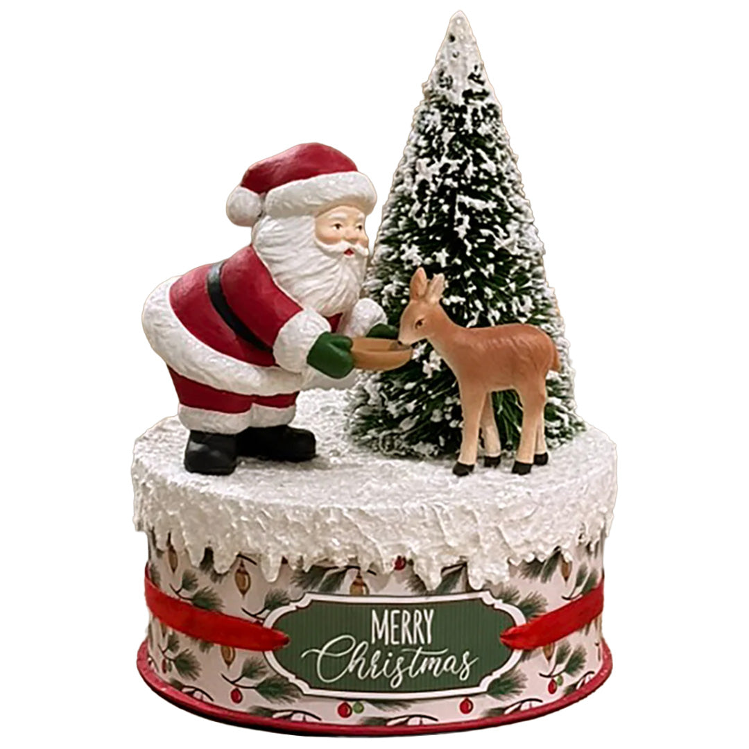 Cuddle Decor Bethany Lowe Santa and Deer on Box 10" front