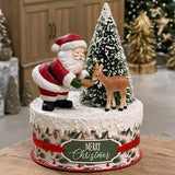 Cuddle Decor Bethany Lowe Santa and Deer on Box 10" front lifestyle