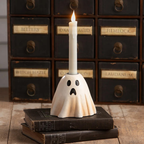 Bethany Lowe Scared Ghost Candlestick front lifestyle