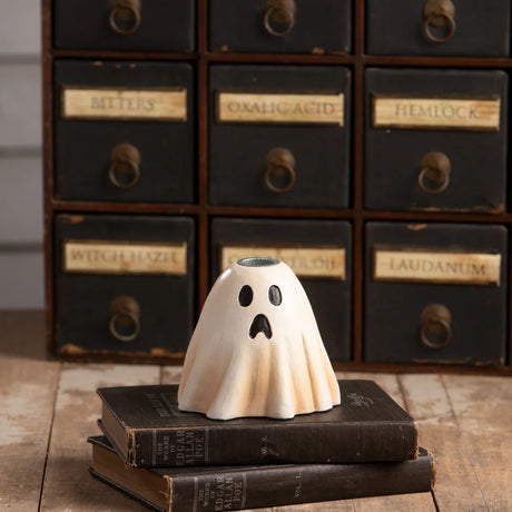 Bethany Lowe Scared Ghost Candlestick front lifestyle 2