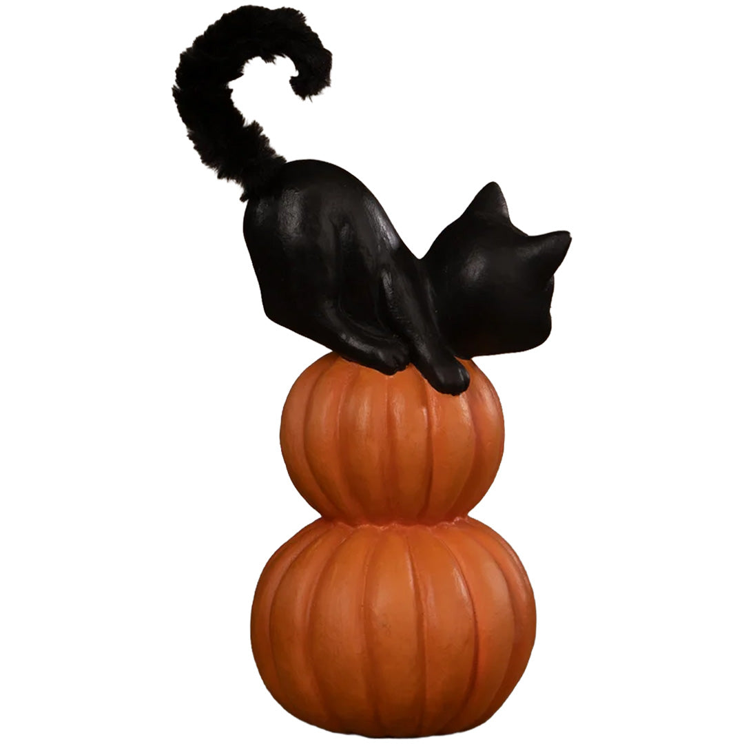 Bethany Lowe Small Pumpkin Stack Black Cat back