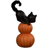 Bethany Lowe Small Pumpkin Stack Black Cat back