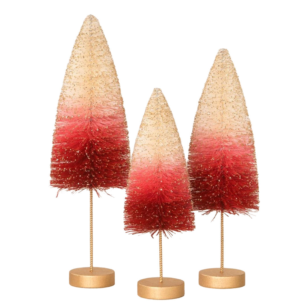 Strawberries and Cream Bottle Brush Trees - Set of 3 by Bethany Lowe